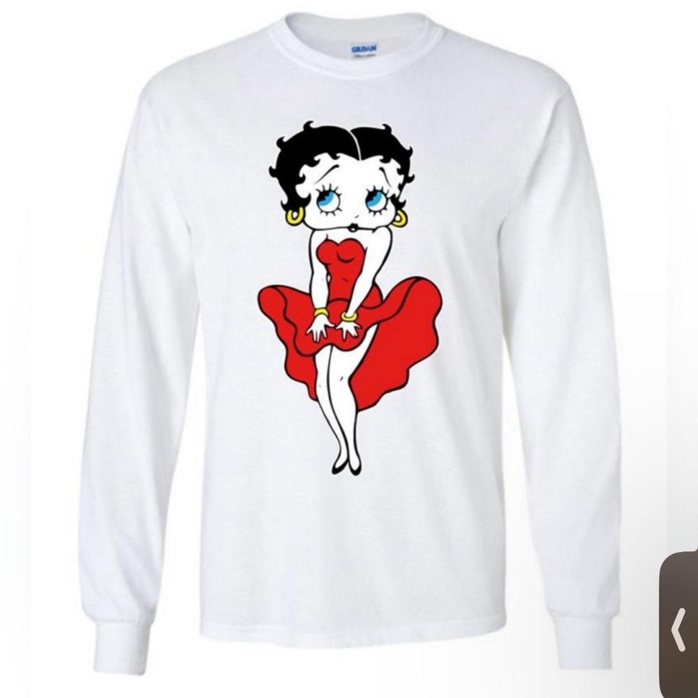 Classic Betty Boop Cartoon Character Long Sleeve Pullover